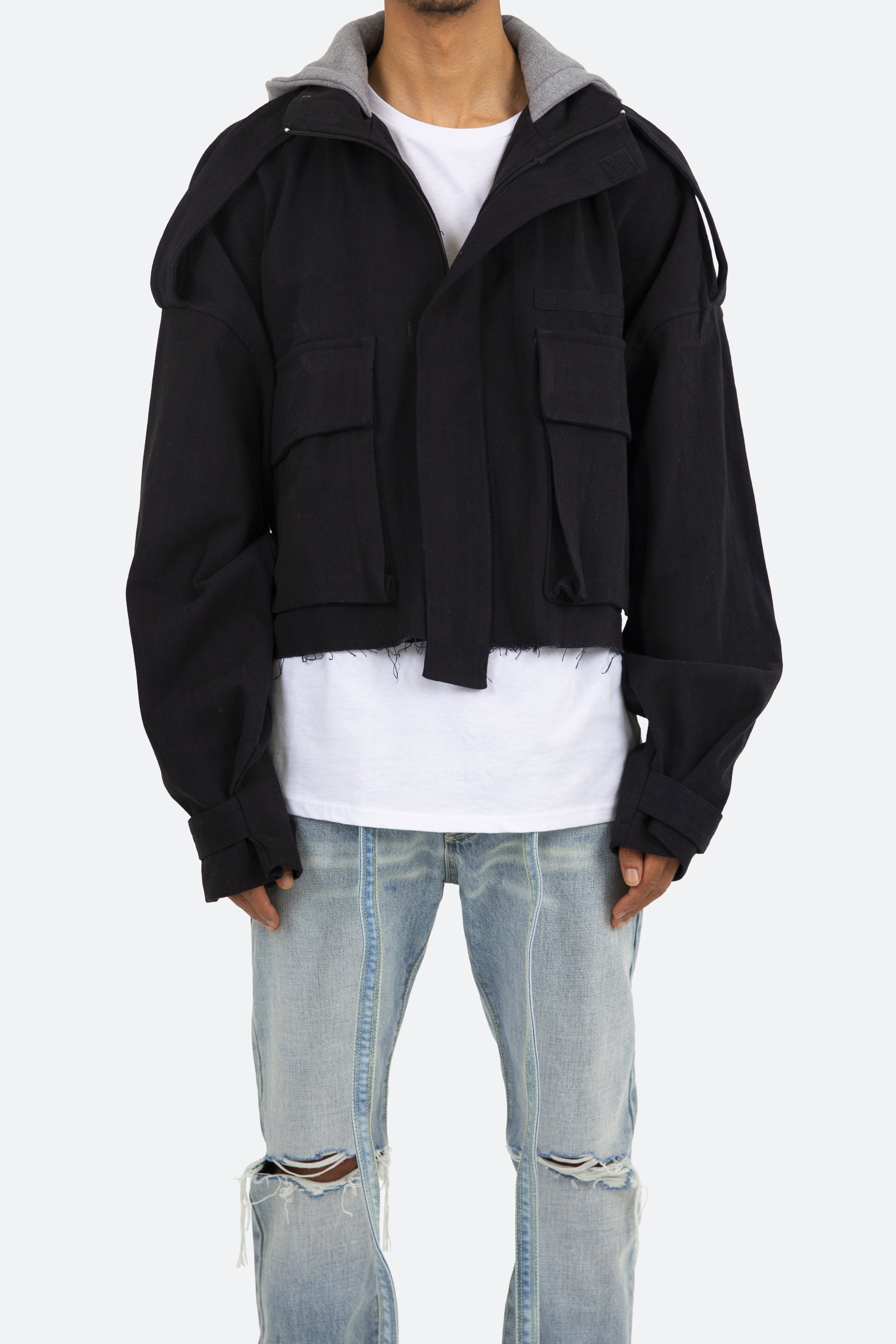 Hooded Cropped M65 Jacket - Black – crownandcaliber72.com